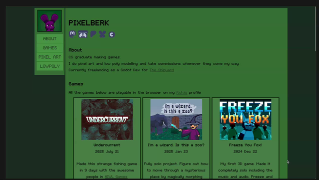A recording of my screen. I demonstrate how the old version of my website breaks when the resolution dips under a certain value and how the new one handles it fine by changing its layout.