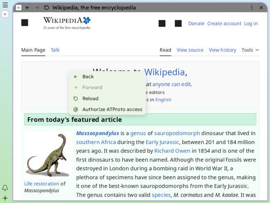 context menu with the new atproto authorization item