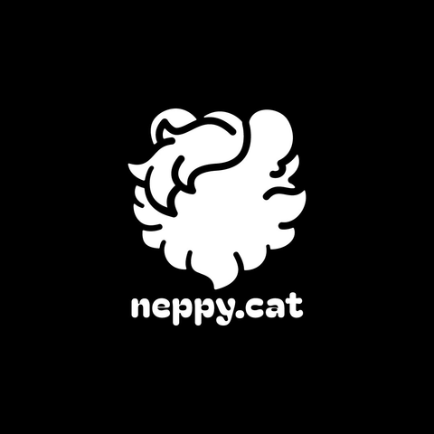 Graphic of a logo: a silhouette of a tiger with a beard but minimalistically and monotone. The text under the icon reads: neppy.cat