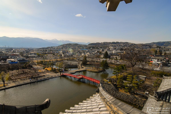 View from the top of Matsumoto Castle in Matsumoto City, Nagano Prefecture, Japan.
