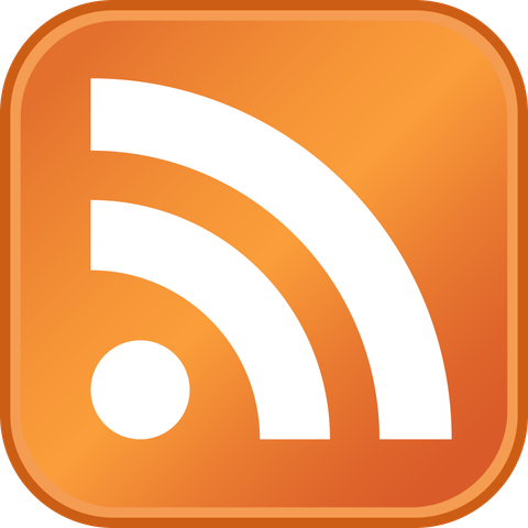 Orange RSS feed icon with white radio waves, commonly used by browsers like Firefox to indicate that a website provides a web feed.
