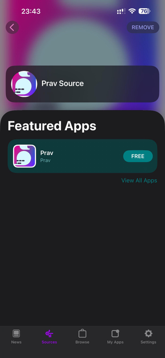 Prav displayed on SideStore