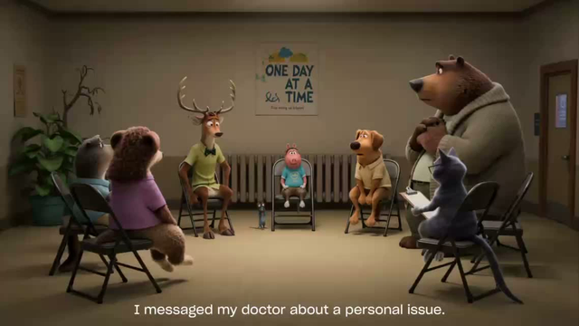 Video commercial showing animated animals facing an every day problem of their data from a messaging app being used for advertising. 