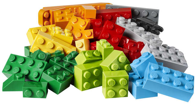 Regular Lego blocks in different colors.