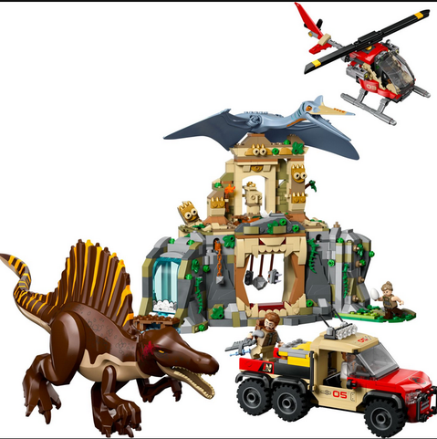 Lego Set shaped with blocks shaped to form the Dinosaurs depicted on the box, and in the instruction set.