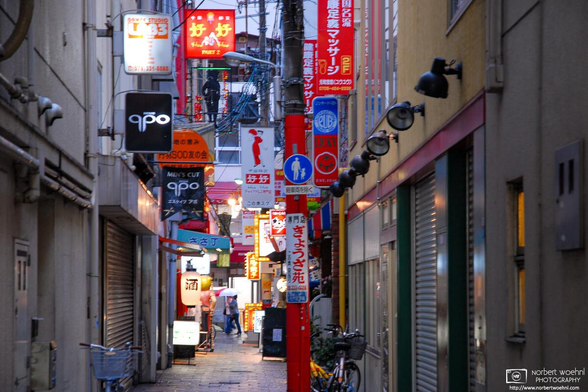 Alley in the Motomachi area of Kobe, Japan