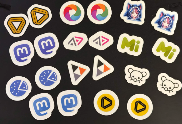Fediverse Stickers with 11 different designs (2 of each).

Loops
PixelFed
Sharkey
Mastodon
ActivityPub
Misskey
Piefed
PeerTube
Lemmy