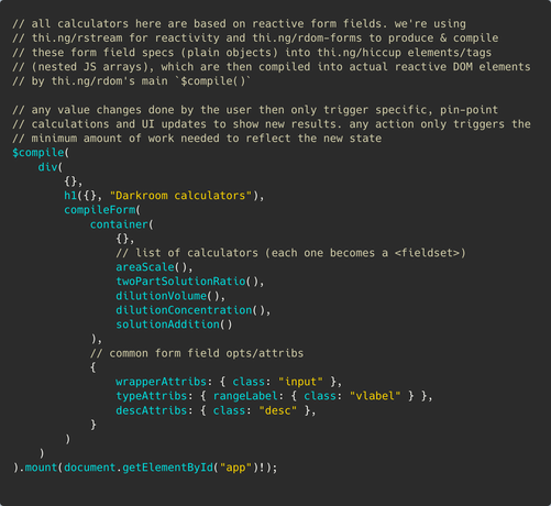 Commented TypeScript source code of the linked example project's main UI component