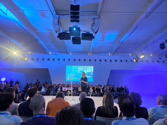 Pic of Marietje Schaake on the main stage at the Nextcloud conference