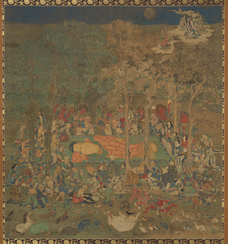 A painting depicting Buddha's death.
