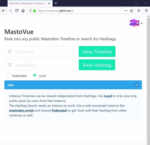 Screencast showing entering an instance and a Hastag.