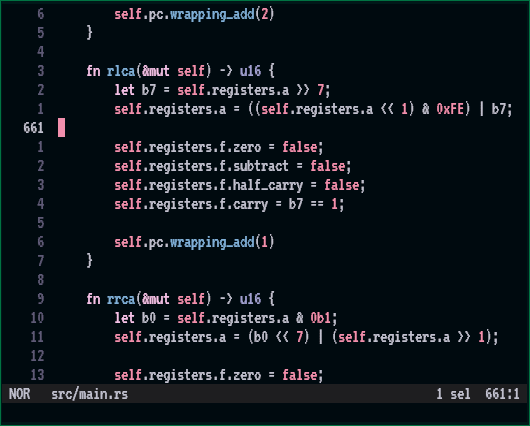 A screenshot of code for a Game Boy emulator.