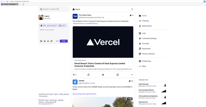 First Mastodon rendering in Servo