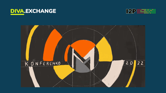 MoneroKon, DIVA.EXCHANGE and I2P logos on a blue background.
