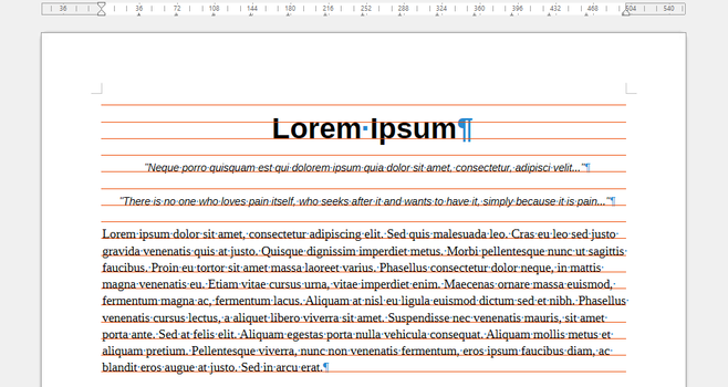 Screenshot of baseline grid