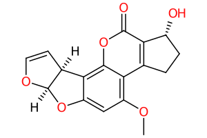 Chemical structure of Aflatoxicol B displaying atoms and bonds.