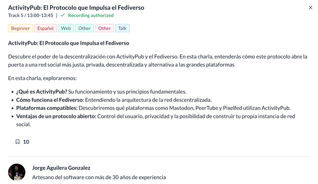 a screenshot of the description of the talk from the commit conf website