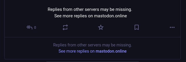 ​ ​ ​ ​ ​ ​  ​ ​ ​ ​ ​ ​ ​ ​ ​ ​ ​ ​ ​Replies from other servers may be missing.
 ​ ​ ​ ​ ​  ​ ​ ​ ​ ​ ​ ​ ​  ​ ​ ​  ​ ​ ​ ​ ​ See more replies on mastodon.online
