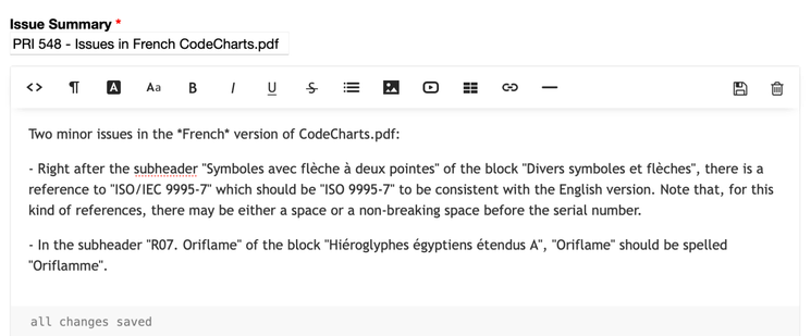 Screenshot of report to the UTC