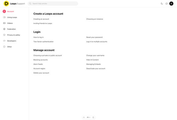 Loops Support Help Center preview