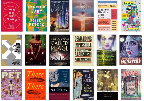 BookWyrm book discovery interface displaying a grid of book covers from various genres, highlighting browsing and recommendation features for readers.