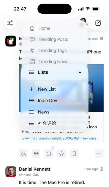 View Lists from Timeline’s Title Menu