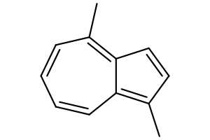 Chemical structure of 1,4-Dimethyl-azulene displaying atoms and bonds.