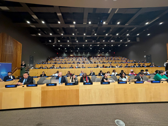 View of the audience in the ECOSOC chamber at the United Nations headquarters in New York City. 