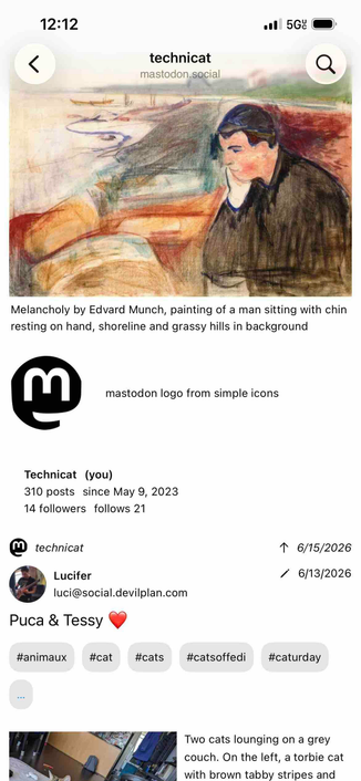 screenshot of my profile showing the munch banner with description beneath and a description next to the avatar