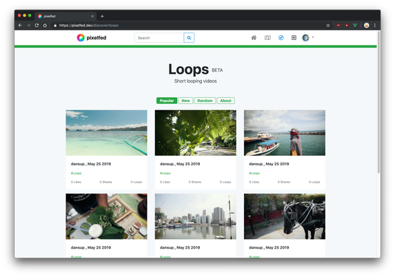 Pixelfed Loops feature from 2019
