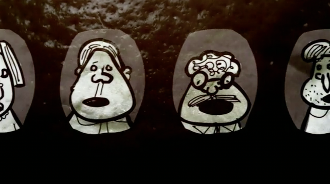 Animation still showing people looking from an airplane in wonderment at an orange.

Taken from: Nick Fox-Gieg and Benjamin Rosenbaum - The Orange