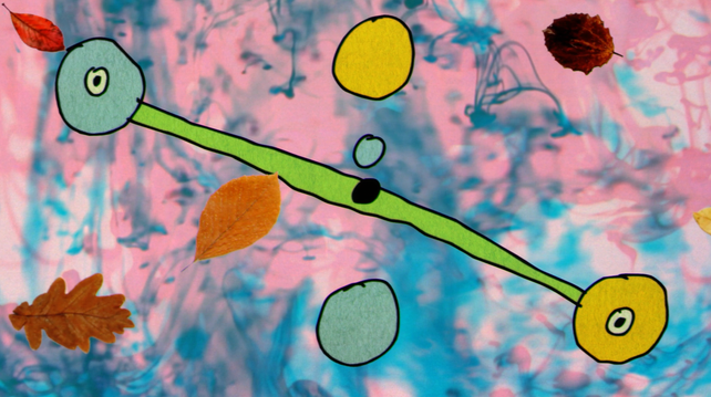 Animation still showing animated characters, leaves and shapes.

Taken from: Renata Gąsiorowska and MOWUKIS - With Your Eyes Closed