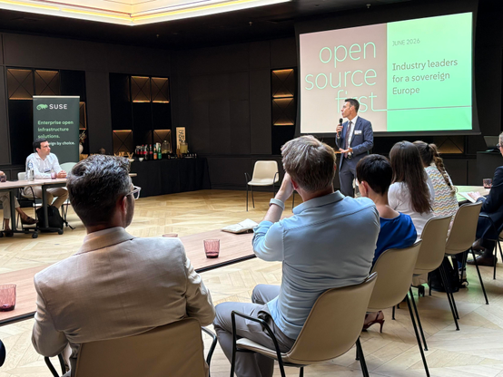 Photo from the event "Open Source First & EU Tech Sovereignty": presentation