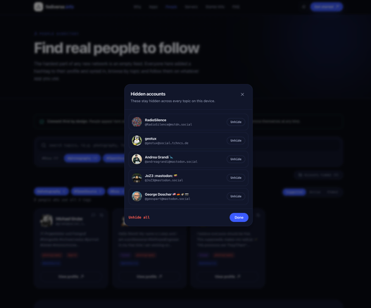 fediverse.info people directory hidden accounts modal