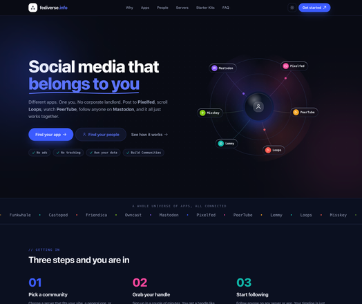 screenshot of the new fediverse.info