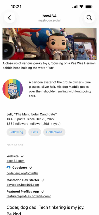 screenshot of account profile for one of the collection owners