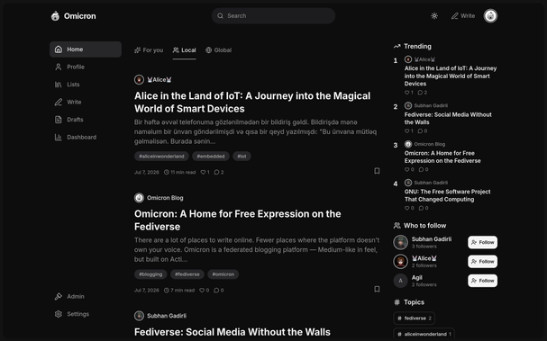 https://omicron.blog/ Omicron instance preview