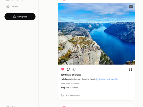 a screenshot of a photo sharing platform UI