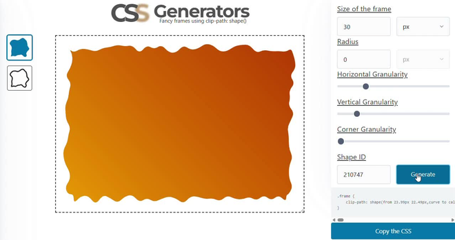 Recording of my CSS generator for fancy frames