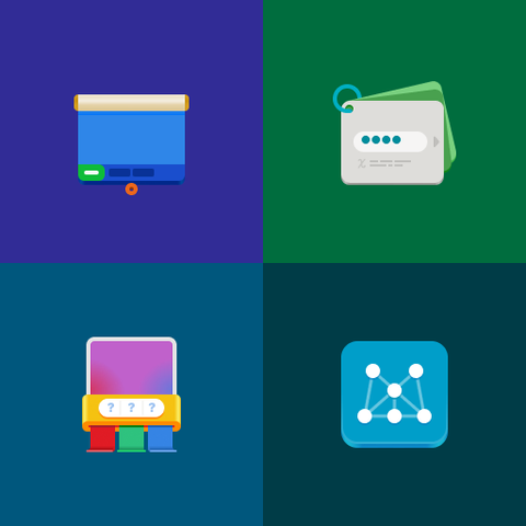 4 app icons in a coloured grid. See the previous posts in this thread for detailed descriptions.