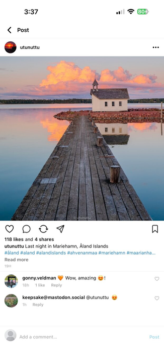 New Pixelfed mobile app post screen