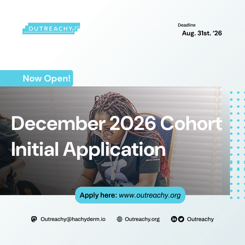 Applications are now open for the Outreachy December 2026 cohort. Initial applications are due August 31, 2026. 

The graphic features a photo of an Outreachy participant and directs applicants to outreachy.org to apply.