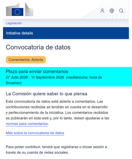 Acerca de esta iniciativa
Resumen
Esta estrategia, que nace de la Brújula de la Cultura, establecerá una visión estratégica para el uso de la inteligencia artificial (IA) en los sectores e industrias culturales y creativos. La estrategia beneficiará a la cultura en general, y al sector cultural europeo en particular, y también a los ciudadanos, puesto que contribuirá a la innovación, liberará el potencial de la IA en pro de la soberanía cultural europea y promoverá el desarrollo y el uso de la IA para defender una verdadera creación y la diversidad e inclusión cultural y lingüística.
Tema
Cultura y medios de comunicación
Tipo de texto legislativo
Comunicación
Convocatoria de datos
Comentarios: Abierta
Plazo para enviar comentarios
27 julio 2026 - 11 septiembre 2026 (medianoche, hora de Bruselas)
La Comisión quiere saber lo que piensa
Esta convocatoria de datos está abierta a comentarios. Las contribuciones recibidas se tendrán en cuenta en el desarrollo y perfeccionamiento de la iniciativa. Los comentarios recibidos se publicarán en esta web y, por lo tanto, deben ajustarse a las normas para comentarios.
Más sobre la convocatoria de datos
Para poder contribuir, tendrá que registrarse o iniciar sesión a través de su cuenta de redes sociales.
https://ec.europa.eu/info/law/better-regulation/have-your-say/initiatives/18592-Estrategia-sobre-la-inteligencia-artificial-en-los-sectores-cultural-y-creativo_es