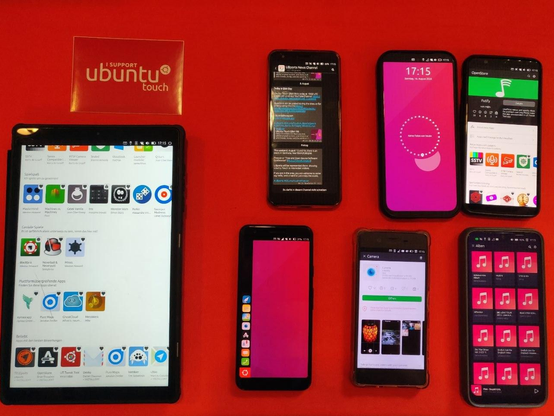 A smattering of devices running Ubuntu Touch