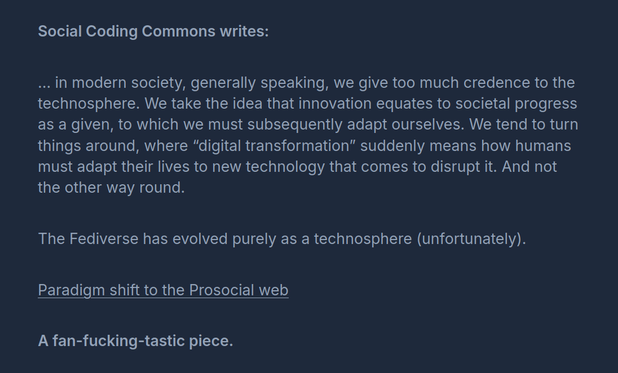Snapshot of the text from The Programmer's Fulcrum report (follow link in the toot).