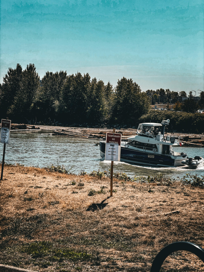 temporary no parking sign in a marina