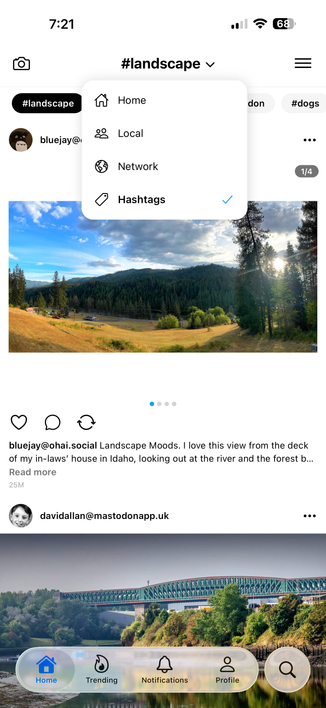 New Pixelfed mobile app Hashtags feed