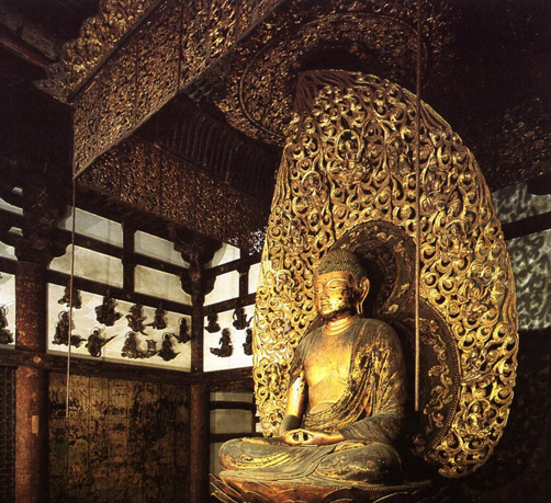 Phoenix Hall #Amida Nyorai Statue, Byodo-in, #Japan. This is the only posthumous work of #Buddhist sculptor Jocho, who was a master of the #Japanese style of carving and perfected the Yosegi-zukuri technique. His graceful and gentle style was praised by the aristocrats of the #Heian period, and he was known as 'the original style of #Buddha', and Jocho style became popular in #Buddhist statue carvings thereafter.
#BuddhistArt #Buddhism