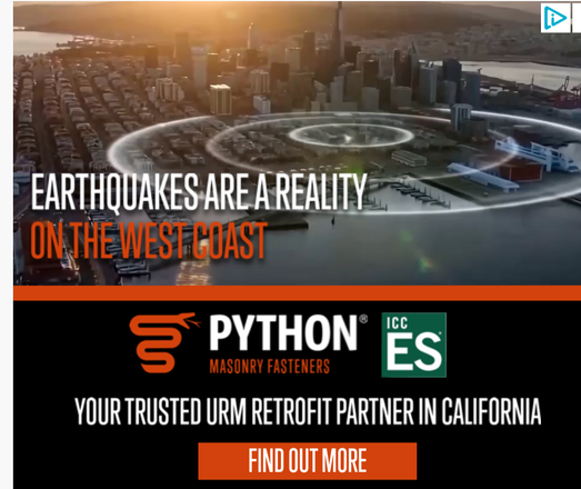 ad for python fastening service showing shockwaves going through san francisco. 